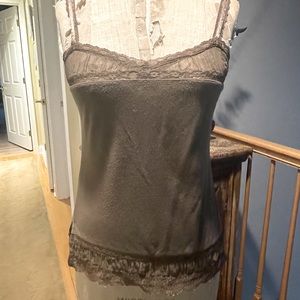 Vntg |City unltd |Chemise |Adjst/Str |Lace/Chiffon Trim |Cot/Knit |Khaki |Sz:S